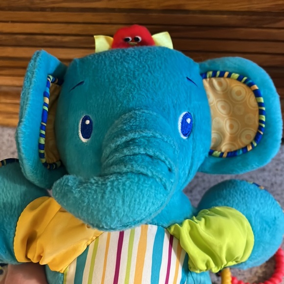 Bright Starts Plush Blue Elephant with Attached Toys Crinkles Rattles - Picture 5 of 9